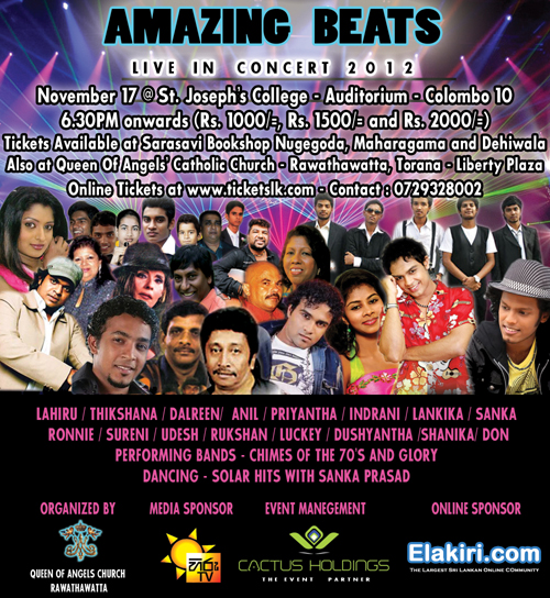 Amazing Beats Musical Show - 17th November 2012 at St. Joseph's College Colombo 10 - 6.30PM onwards